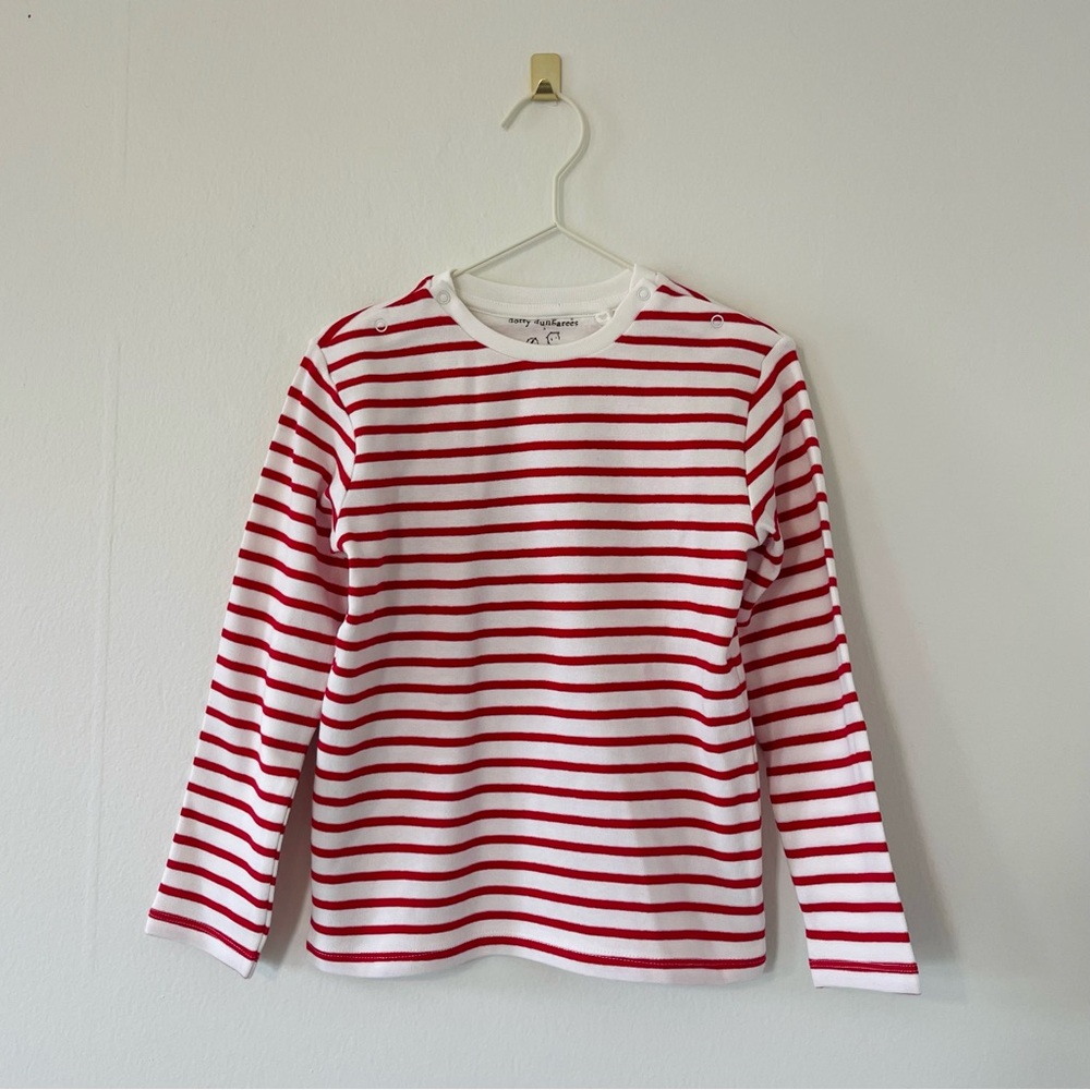 Dotty Dungarees Long-Sleeve Red & White Striped Tee